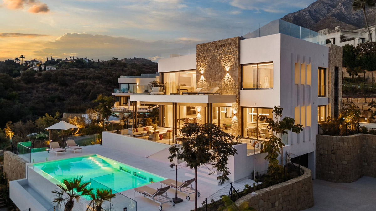 Modern Marbella villa at dusk